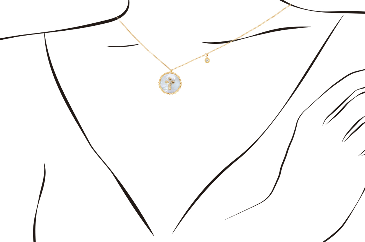Joia: colar;Material: prata 925;Peso: 7.50 gr;Pedras: madrepérola;Cor: amarelo;Medida (Fio): 40 + 5 cm;Medida (Pendente): 2 cm;Género: mulher