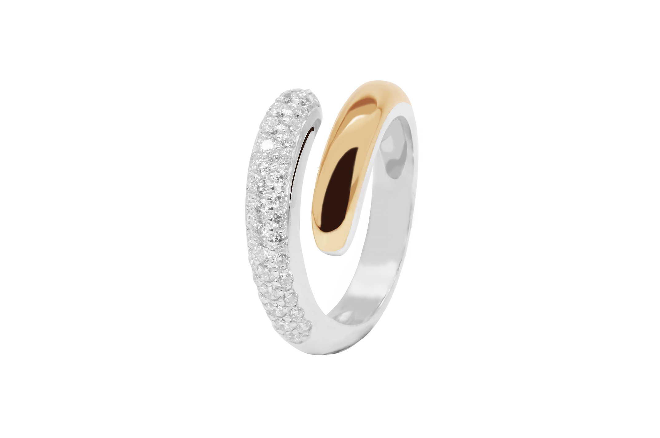 Joia: anel;Material: ouro 9 kt e prata 925;Peso: 1.0 gr (prata) e 0.2 gr (ouro);Pedras: zirconias;Cor: branco;Size: 12;Género: mulher