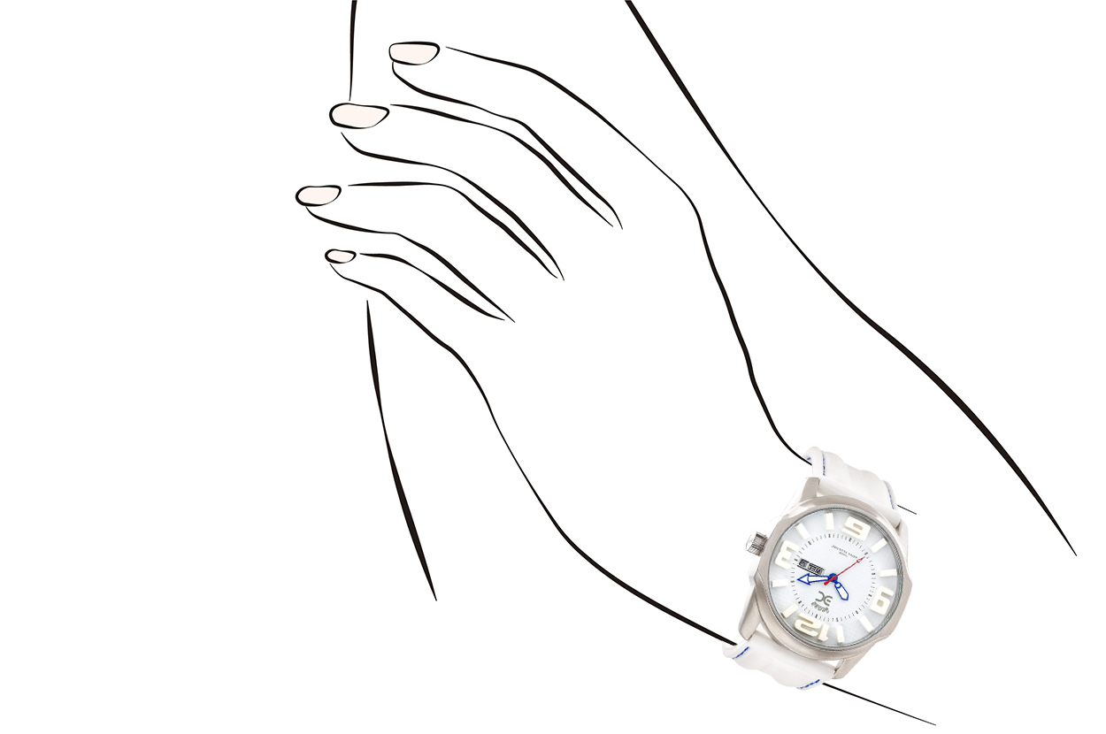 Jewel: watch;Mechanism: analog;Closure: buckle;Material: stainless steel;Strap material: silicone;Case size: 41 mm;Strap size: 26 mm;Case color: silver;Dial color: white;Gender: unisex