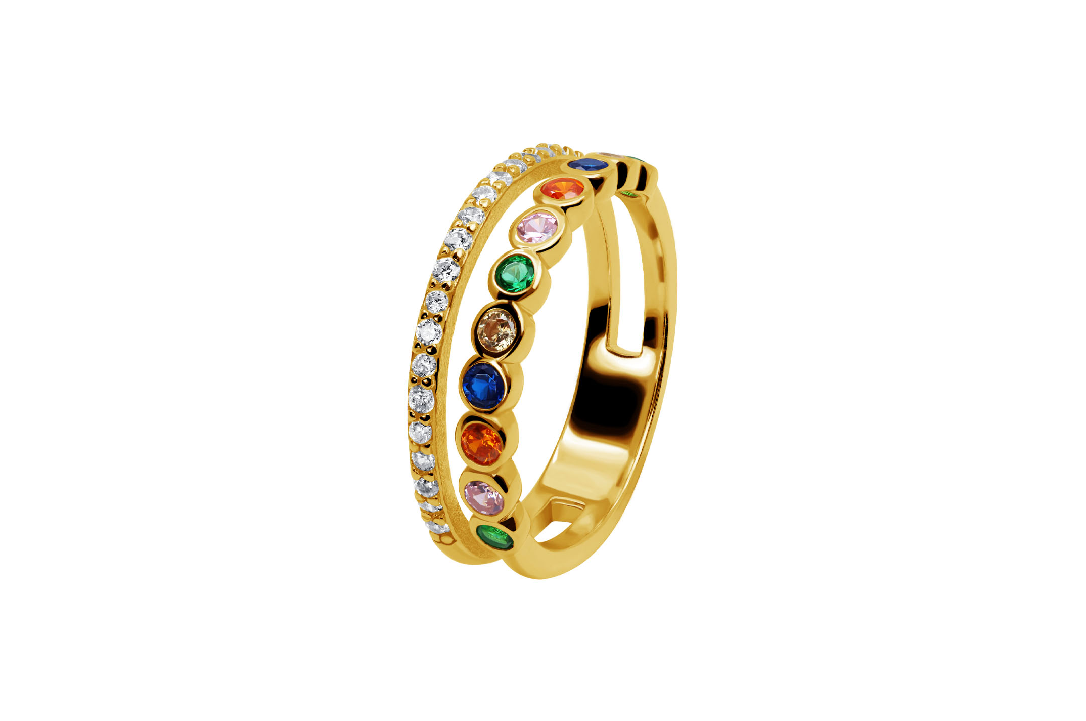 Joia: anel;Material: prata 925;Peso: 2.7 gr;Pedras: zircónias;Cor: amarelo;Género: mulher