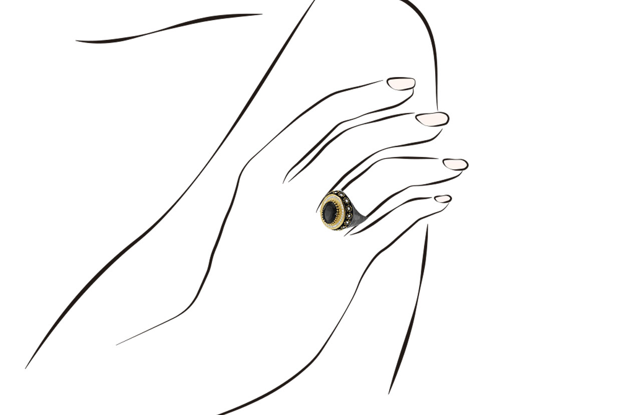 Joia: anel;Material: prata 925;Peso: 6.3 gr;Pedras: zircónias;Cor: preto e amarelo;Medida: ajustável;Género: mulher