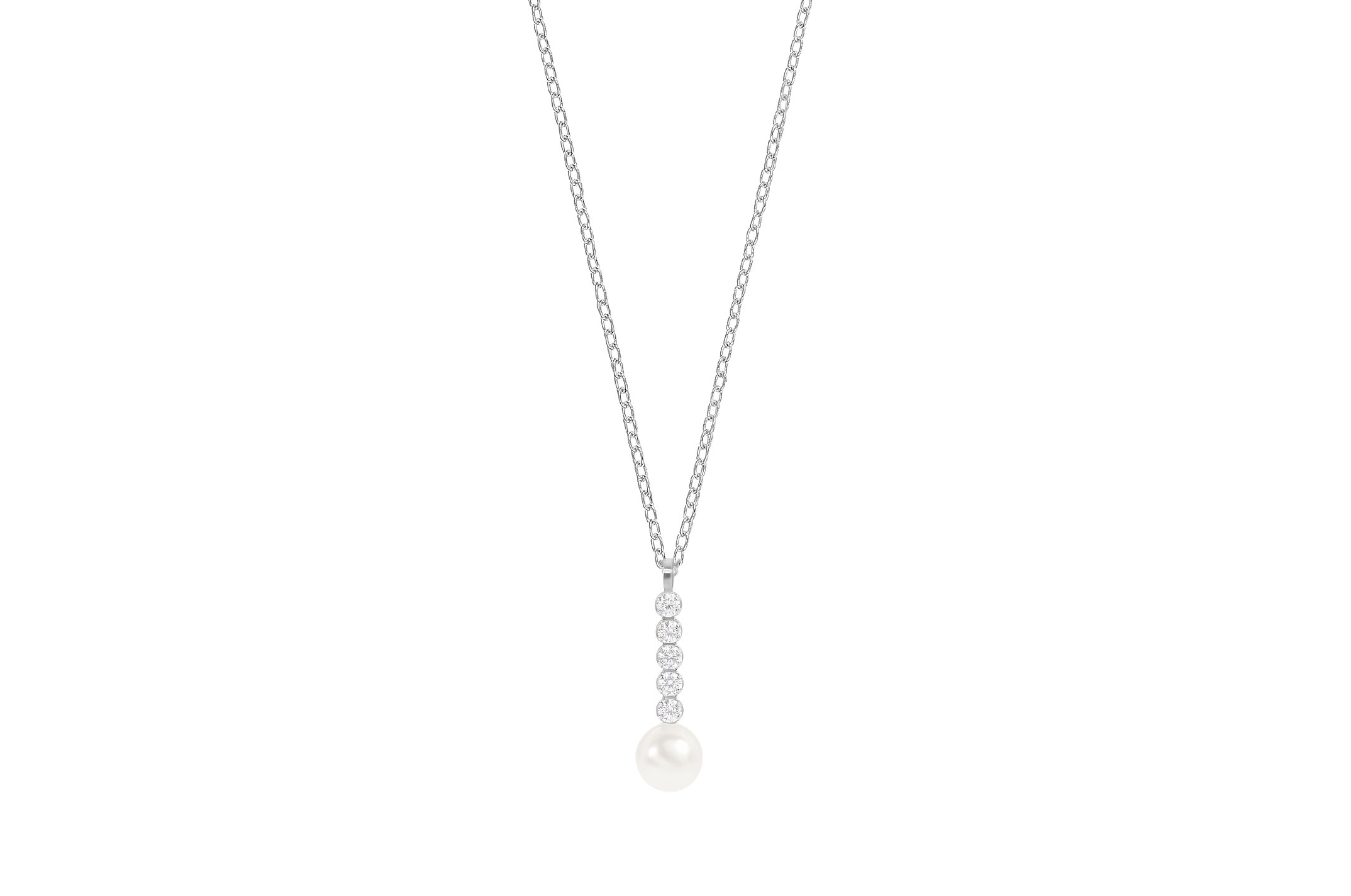 Jewel: necklace;Material: silver 925;Weight: 2.5 gr;Stone: pearl & zirconia;Color: white;Size: 40 cm + 4 cm;Pendent size: 2 cm;Gender: woman