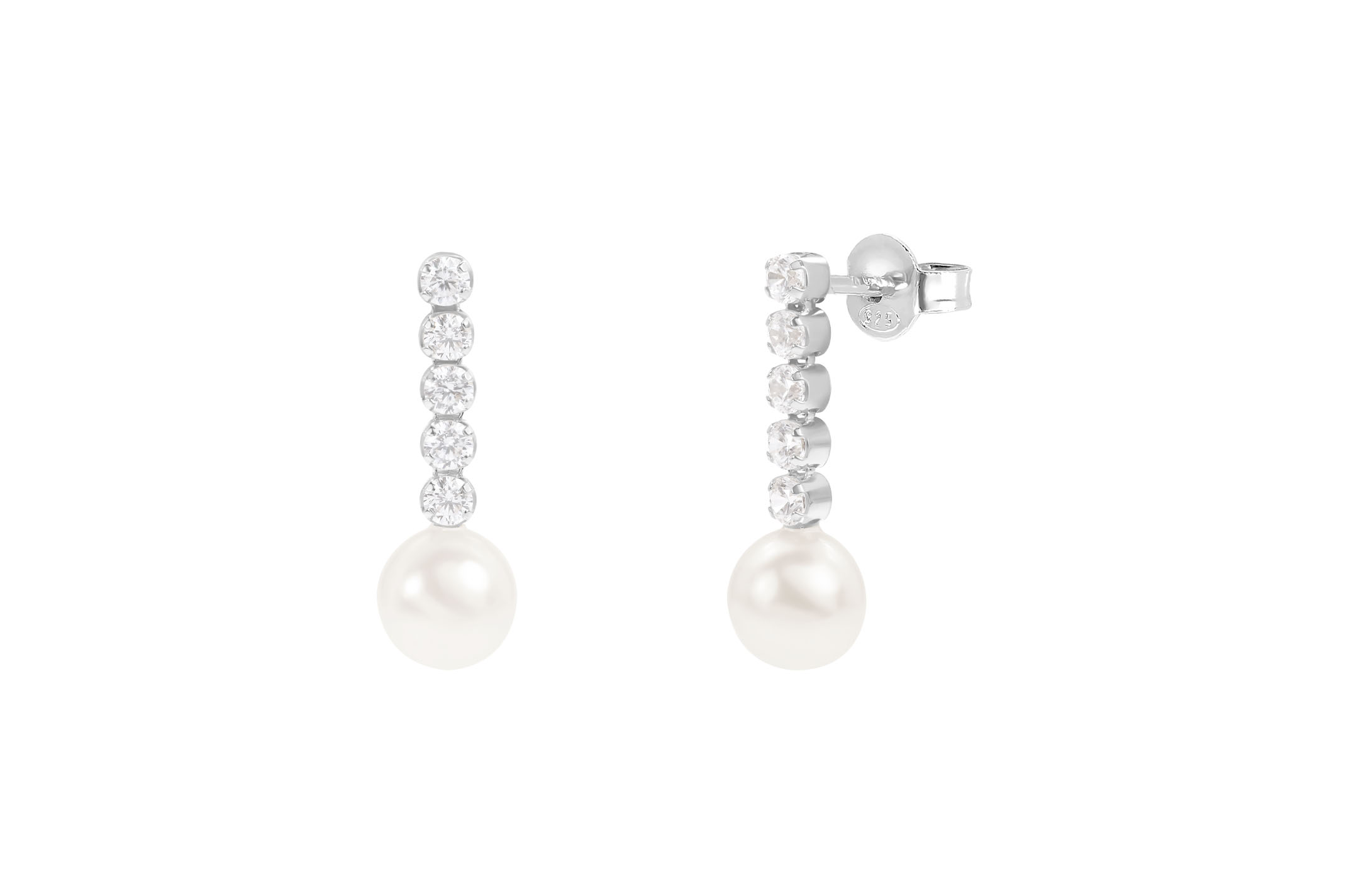 Jewel: earrings;Material: silver 925;Weight: 2.5 gr;Stone: pearl & zirconia;Color: white;Size: 1.8  cm;Gender: woman