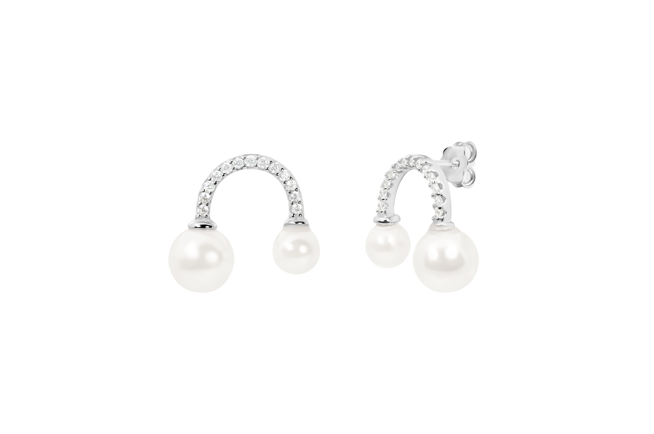 Jewel: earrings;Material: silver 925;Weight: 2.2 gr;Stone: pearls & zirconia;Color: white;Size: 1.2 cm