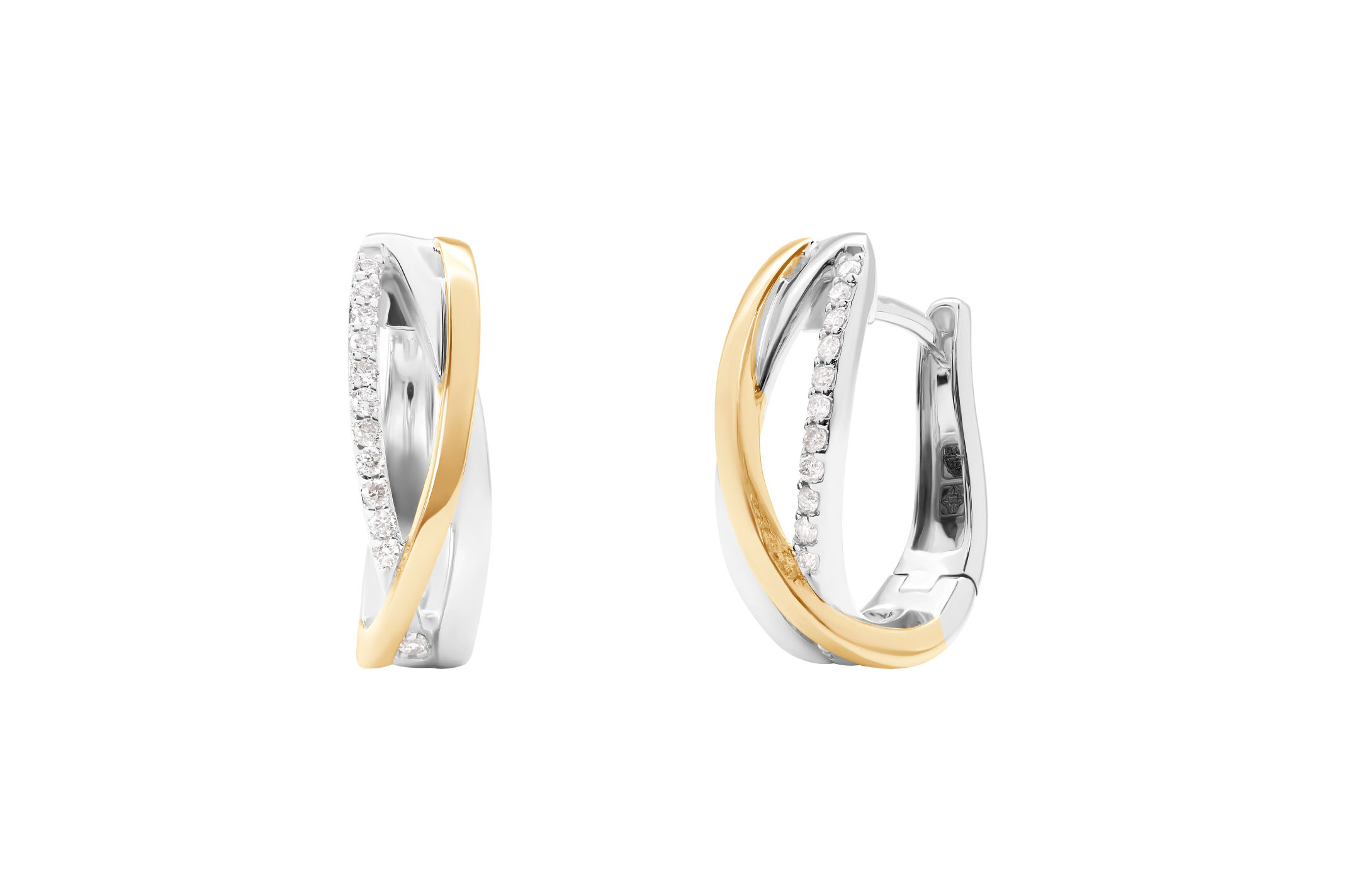 Jewel: earrings;Material: gold 18k;Weight: 4.5 gr;Stones: 24 diamantes 0.13 ct GH/VVS;Color: bicolor;Size: 1.5 cm