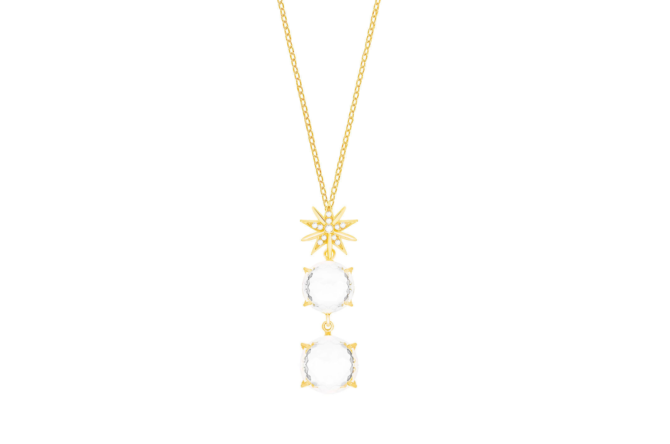Jewel: necklace;Material: silver 925;Weight: 5.5 gr;Stone: crystal & zirconia;Color: yellow;Size: 38 cm + 15 cm;Pendent size: 3.8 cm