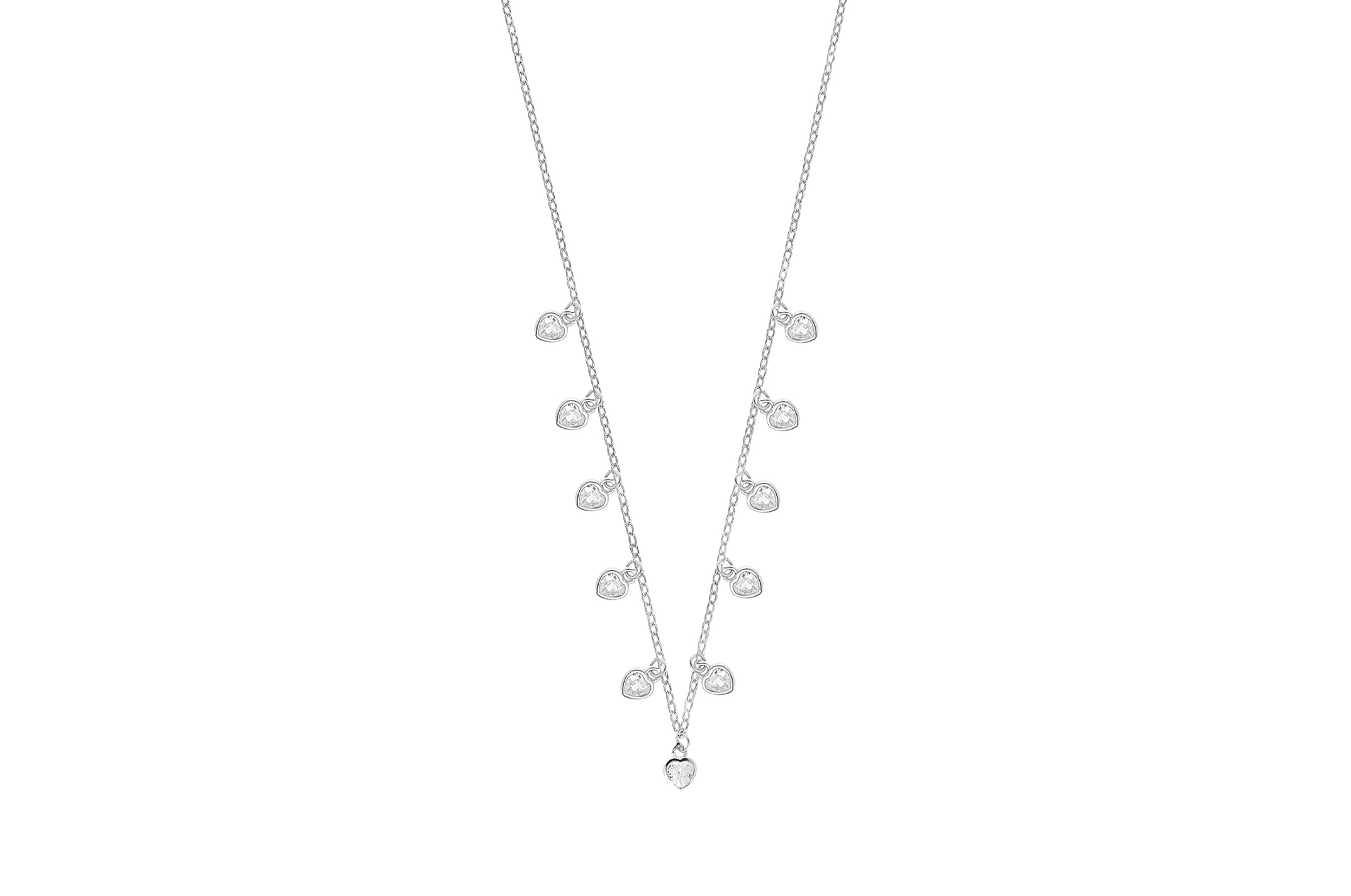 Joia: colar;Material: prata 925;Peso: 2.9 gr;Pedra: zircónia;Cor: branco;Medida: 38 cm + 5 cm;Medida pendente: 0.4 cm