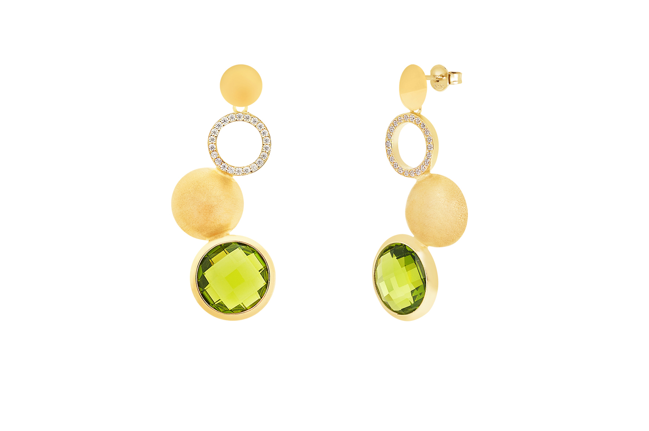 Jewel: earrings;Material: silver 925;Weight: 6.3 gr;Stone: zirconia;Color: yellow;Size: 4.5 cm