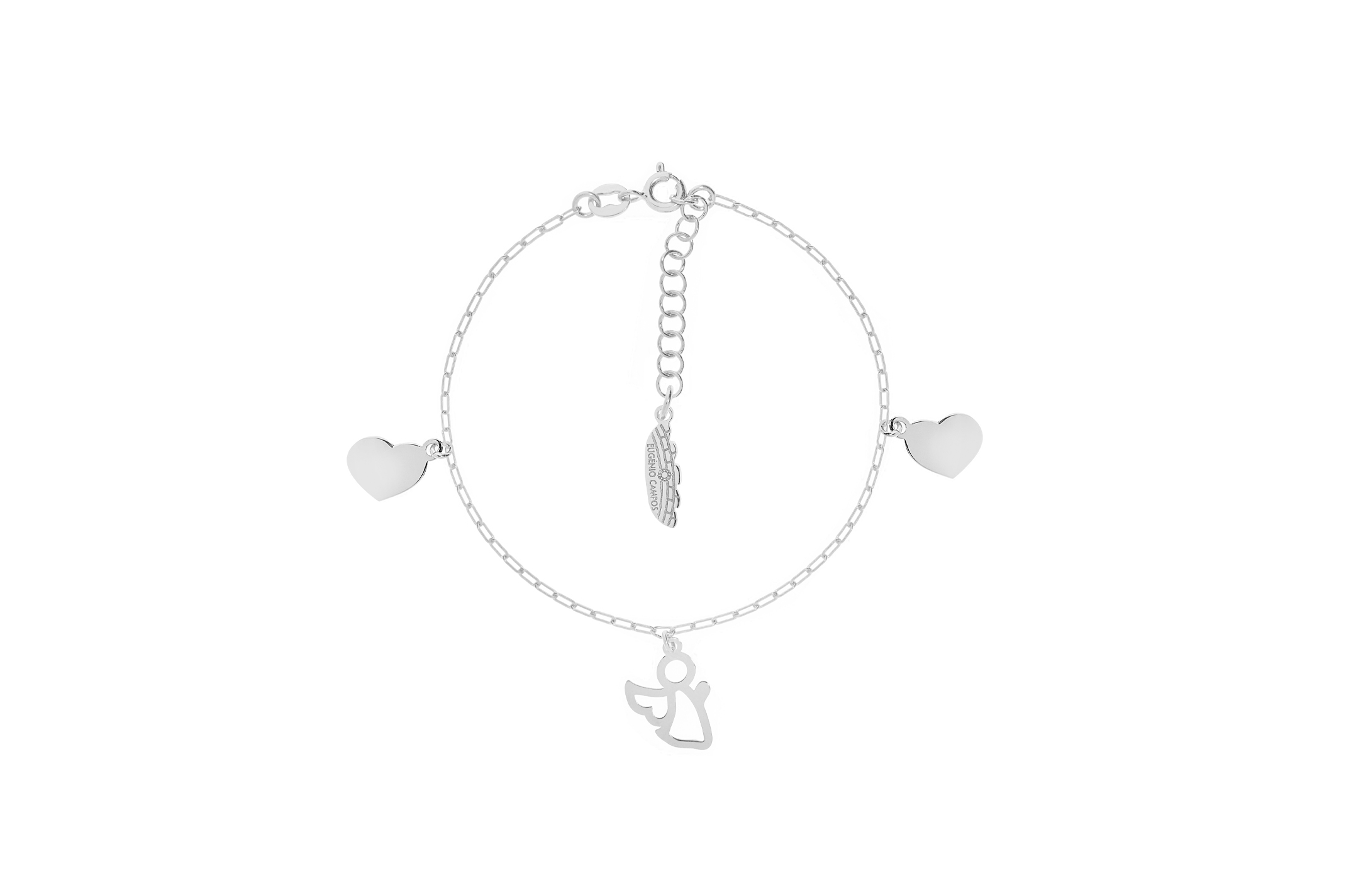 Jewel: bracelet;Material: silver 925;Weight: 1.7 gr;Color: white;Size: 16 cm + 3.5 cm; Pendent size:
1.2 cm