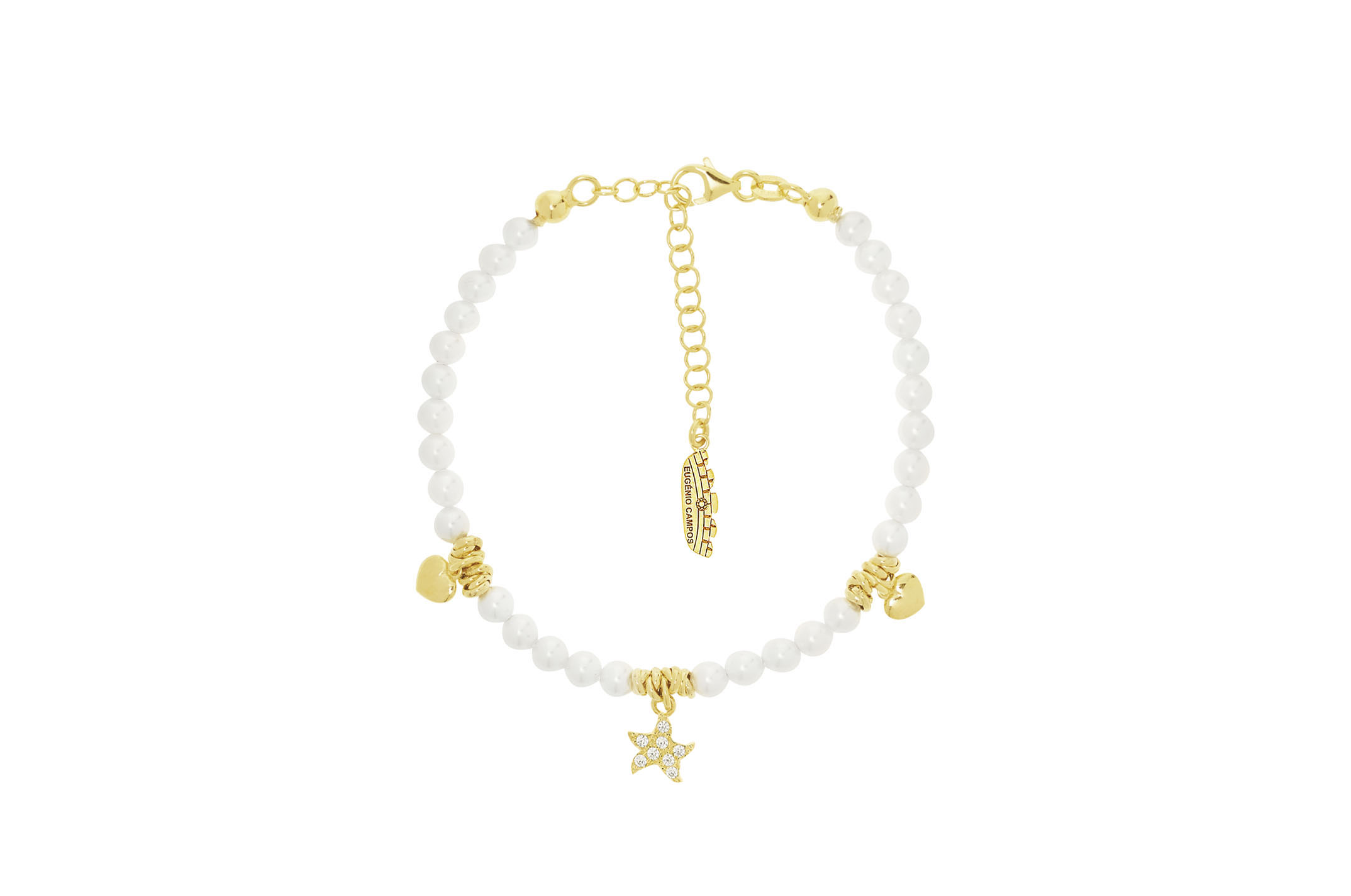 Jewel: bracelet;Material: silver 925;Weight: 10.8 gr;Stone: pearl & zirconia;Color: yellow;Size: 16 cm + 5 cm;Pendent size: 0.5 cm
