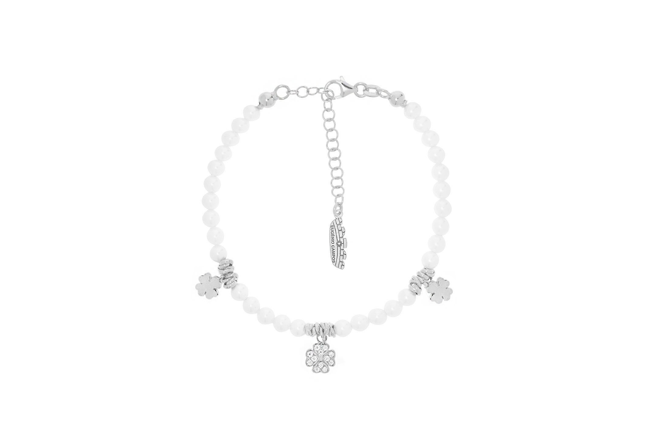 Jewel: bracelet;Material: silver 925;Weight: 11.4 gr;Stone: pearl & zirconia;Color: white;Size: 16 cm + 5 cm;Pendent size: 0.5 cm