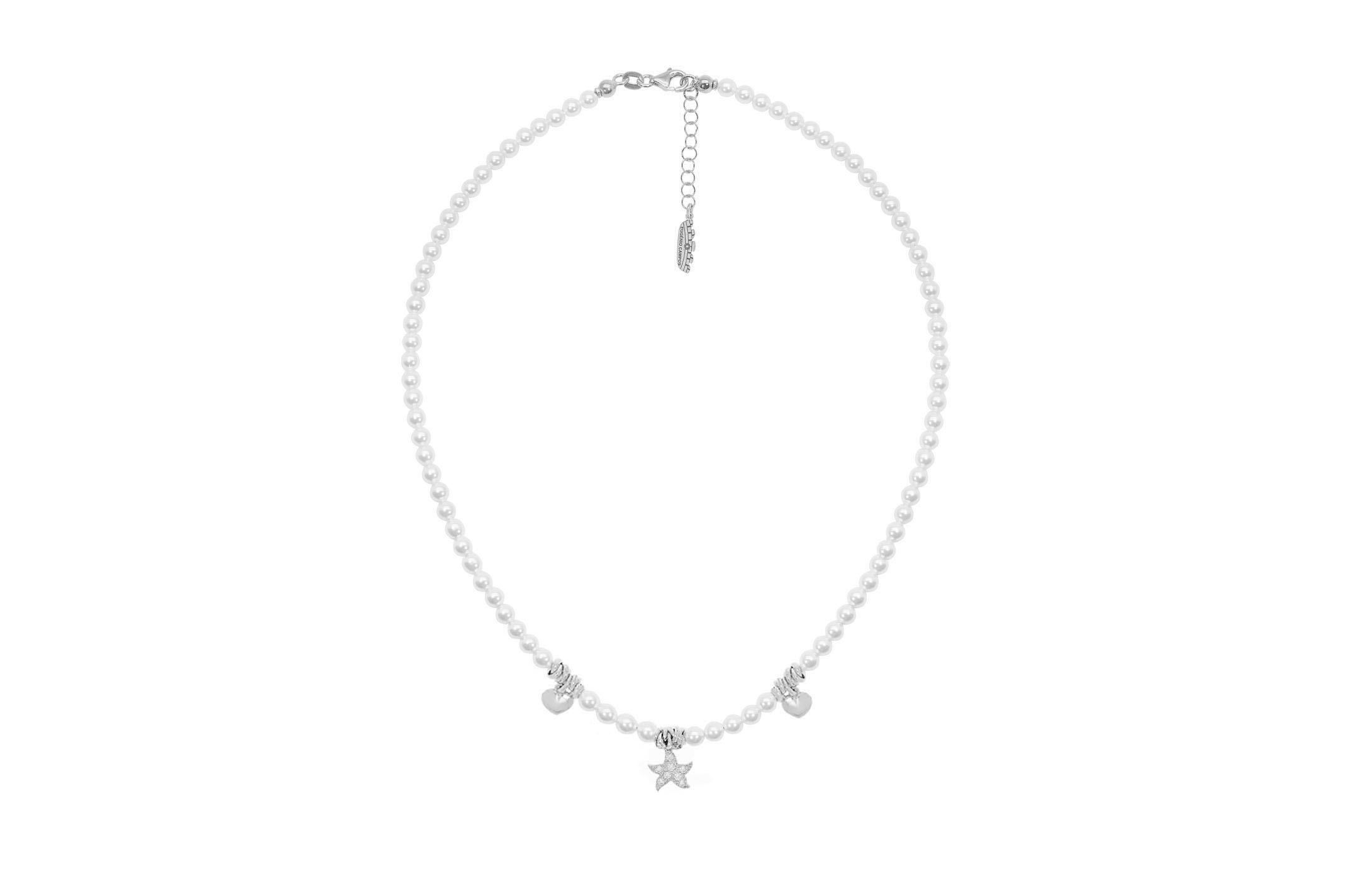 Jewel: necklace;Material: silver 925;Weight: 20.8 gr;Stone: pearl & zirconia;Color: white;Size: 40 cm + 4 cm;Pendent size: 0.5 cm