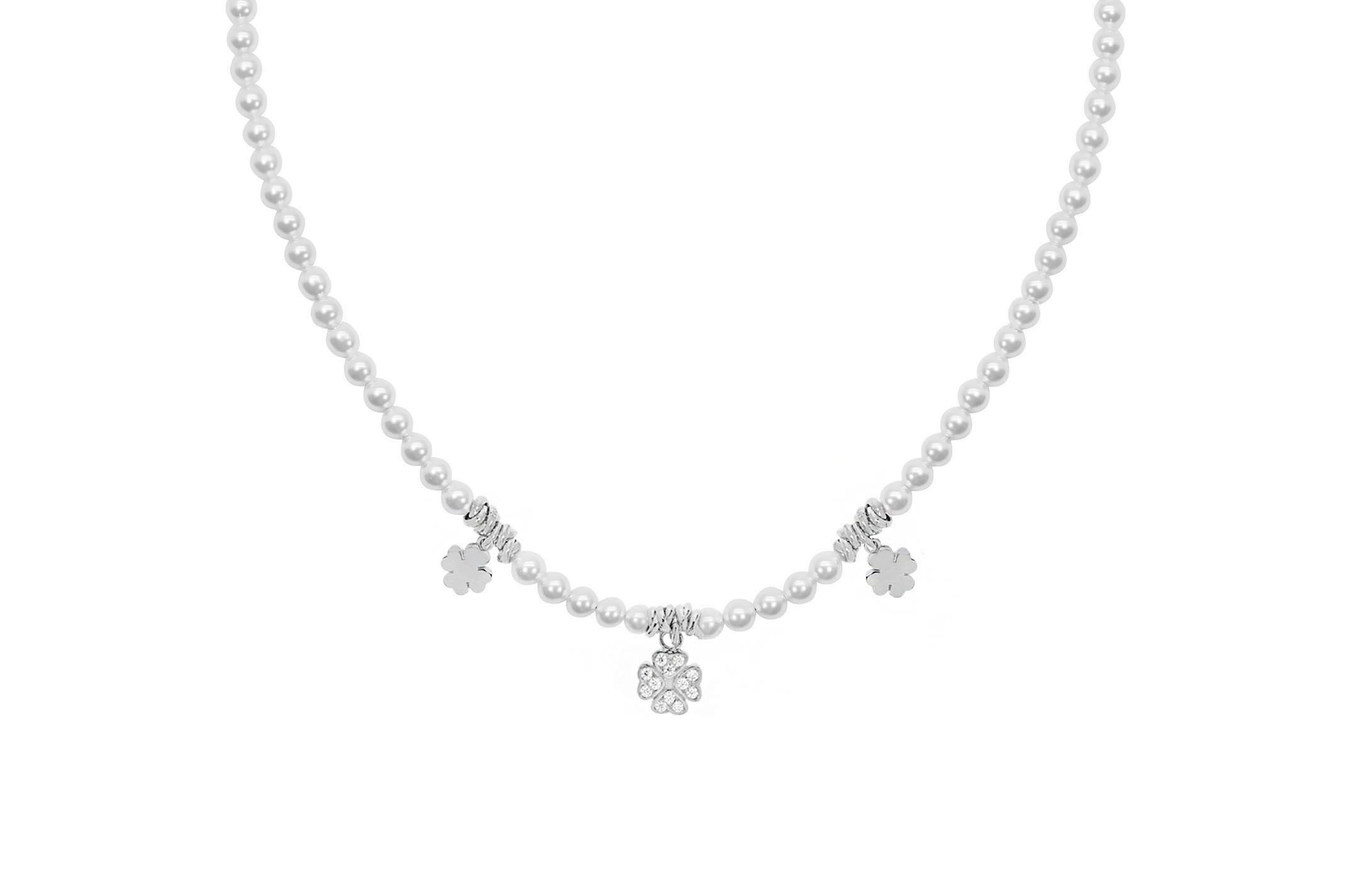 Jewel: necklace;Material: silver 925;Weight: 21.4 gr;Stone: pearl & zirconia;Color: white;Size: 40 cm + 4 cm;Pendent size: 0.5 cm