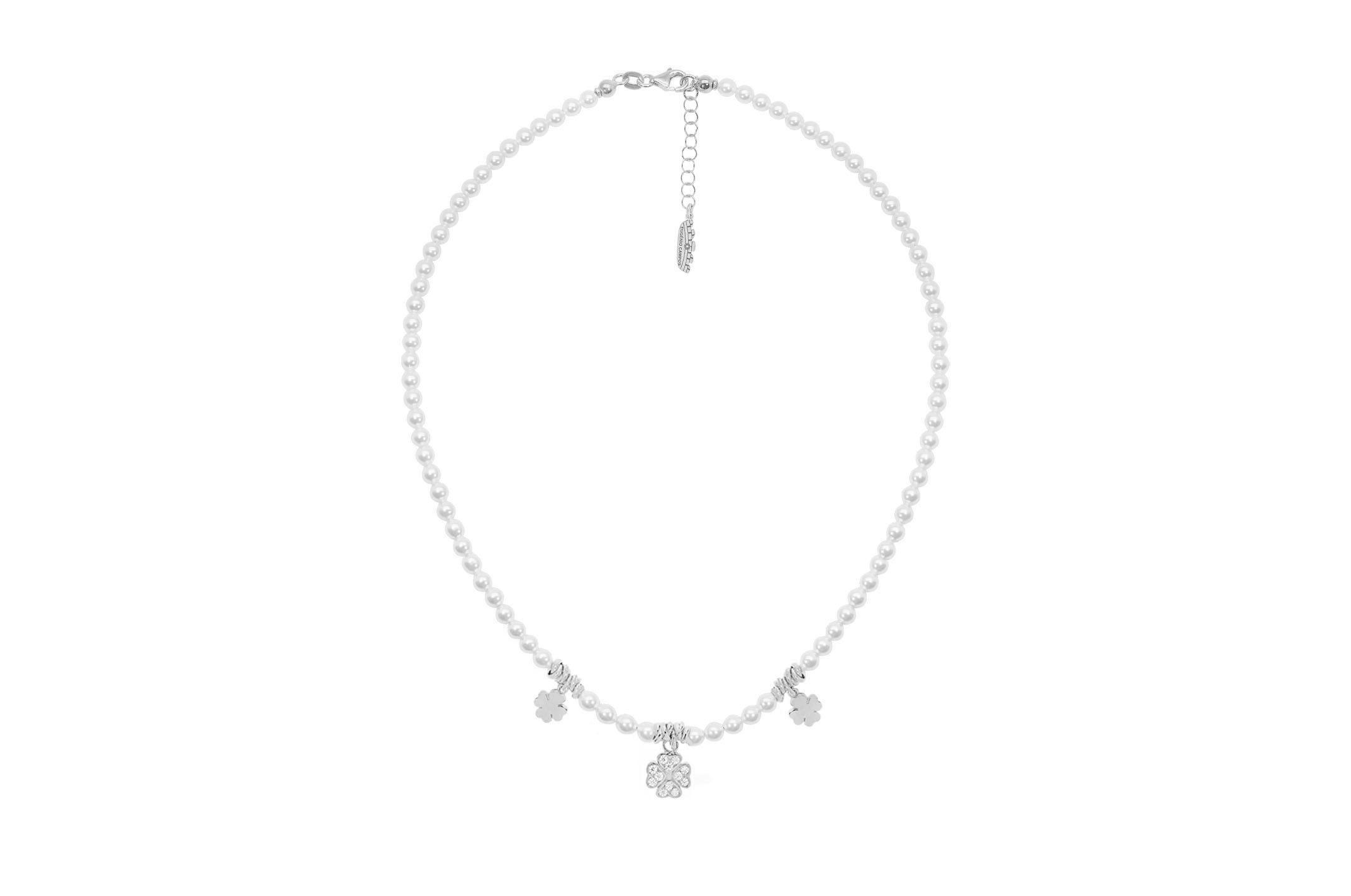 Jewel: necklace;Material: silver 925;Weight: 21.4 gr;Stone: pearl & zirconia;Color: white;Size: 40 cm + 4 cm;Pendent size: 0.5 cm