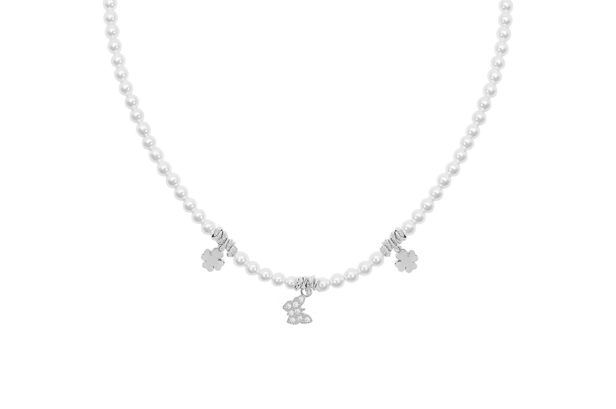 Jewel: necklace;Material: silver 925;Weight: 21 gr;Stone: pearl & zirconia;Color: white;Size: 40 cm + 4 cm;Pendent size: 0.5 cm