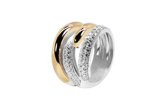 Joia: anel;Material: prata 925 e ouro 9 quilates;Peso: prata 9.5 gr e ouro 2.5 gr;Pedra: zirconia;Cor: bicolor;Medida: 10 (30);Género: mulher