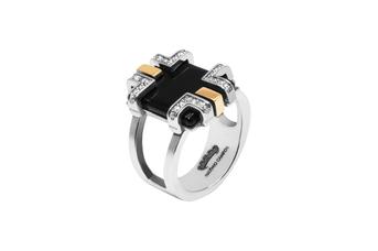 Jewel: ring;Material: silver 925 and gold 9 kt;Weight: silver 7.5 gr and gold 0.3 gr;Stone: zirconia;Color: bicolor;Size: 10 (30);Gender: woman