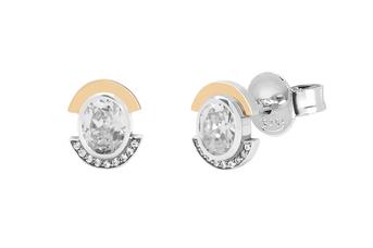 Jewel: earrings;Material: silver 925 and gold 9 kt;Weight: silver 4.6 gr and gold 0.3 gr;Stone: zirconia;Color: bicolor;Size: 2 cm;Gender: woman