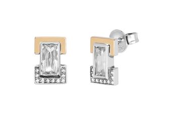 Jewel: earrings;Material: silver 925 and gold 9 kt;Weight: silver 5.4 gr and gold 0.3 gr;Stone: zirconia;Color: bicolor;Size: 2 cm;Gender: woman