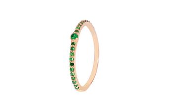 Jewel: ring;Material: 19.25kt gold;Weight: 1.80 gr;Stones: 23 esmeralds - 0.30ct;Color: gold rose;Gender: woman