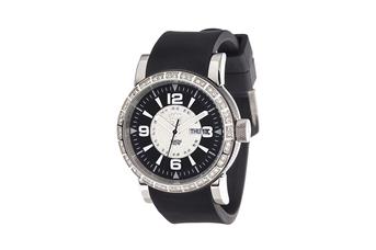 Jewel: watch;Mechanism: analog;Closure: buckle;Material: stainless steel;Strap material: silicone;Case Size: 41 mm;Strap size: 19 mm;Case Stones: 48 zirconias;Dial Stones: 22 zirconias;Strap color: black;Dial color: black and white;Gender: woman