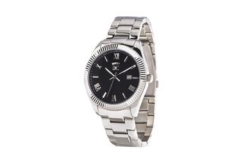 Jewel: watch;Mechanism: analog;Closure: swing;Material: stainless steel;Strap material:stainless steel;Case size: 40 mm; Strap size: 18 mm;Case color: silver;Dial color: black;Strap color: black;Gender: man