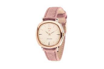Jewel: watch;Mechanism: analog;Closure: buckle;Material: stainless steel;Strap material: velvet;Case size: 34 mm;Strap size: 15 mm;Case color: pink;Dial color: pink;Strap color: pink;Gender: woman