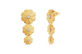 Jewel: earrings;Material: 925 silver;Weight: 11.40 gr; Stones: zirconias;Color: yellow; Size: 4.5 cm ;Gender:woman