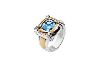 Jewel: ring;Material: 925 silver and 9K gold;Weight: 10.5 gr (silver) and 1.2 gr (gold);Stone: zirconias;Color: white and yellow;Gender: woman