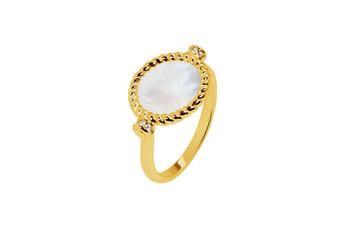 Jewel: ring;Material: 925 silver;Weight: 2.1 gr;Stones: zirconia & mother-of-pearl;Color: yellow;Gender:woman