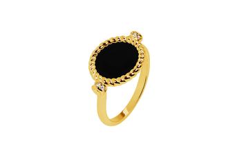 Jewel: ring;Material: 925 silver;Weight: 2.1 gr;Stones: zirconia & onix;Color: yellow;Gender:woman