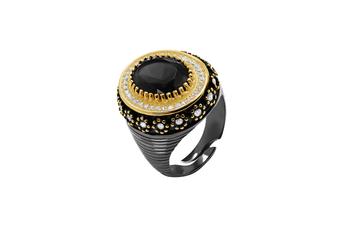 Jewel: ring;Material: 925 silver;Weight: 6.3 gr;Stones: zirconias;Color:black and yellow;Measurement: adjustable;Gender:woman
