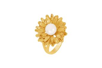 Joia: anel;Material: prata 925;Peso: 3 gr;Pedra: pérola;Cor: amarelo;Medida flor: 1.5 cm; Género: mulher