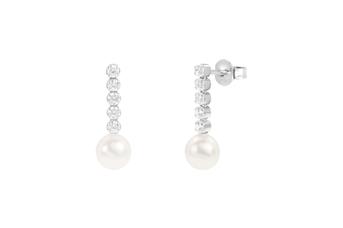 Jewel: earrings;Material: silver 925;Weight: 2.5 gr;Stone: pearl & zirconia;Color: white;Size: 1.8  cm;Gender: woman