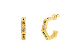 Jewel: earrings;Material: silver 925;Weight: 2.2 gr;Stones: zirconia;Color: yellow;Size: 1.3 cm;Gender: woman