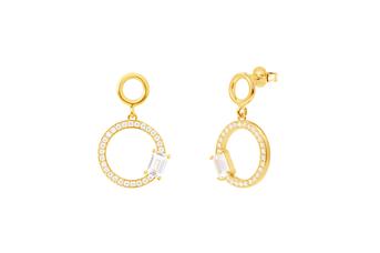 Jewel: earrings;Material: 925 silver;Weight: 4.7 gr;Stone: zirconia;Color: yellow;Size: 1 cm + 1.5 cm
