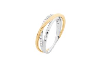 Joia: anel;Material: ouro 18k;Peso: 3.5 gr;Pedras: 20 diamantes 0.2 ct GH/VVS;Cor: bicolor;Medida diamante: 0.5 cm