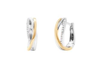 Jewel: earrings;Material: gold 18k;Weight: 4.5 gr;Stones: 24 diamantes 0.13 ct GH/VVS;Color: bicolor;Size: 1.5 cm