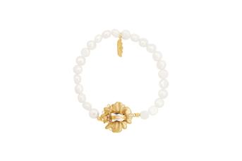 Jewel: bracelet;Material: 925 silver;Weight: 9.5 gr;Stones: zirconia & pearls;Color: yellow;Interior Size: 6 cm;Pendent size: 2 cm