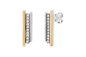 Jewel: earrings;Material: 925 silver and 9K gold;Stone: zirconia;Weight: 5 gr (silver) and 0.9 gr (gold);Color: white and yellow