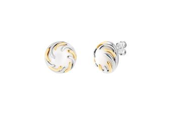 Jewel: earrings;Material: 925 silver and 9K gold;Stones: mother of pearl;Weight: 4.5 gr (silver) and 1.2 gr (gold);Color: white and yellow;Size: 1.4cm