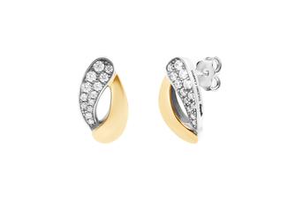 Jewel: earrings;Material: 925 silver and 9K gold;Weight: 3.8 gr (silver) and 1 gr (gold);Color: white and yellow;Size: 1.5cm