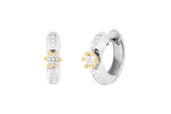 Jewel: earrings;Material: 925 silver and 9K gold;Weight: 5.2 gr (silver) and 0.7 gr (gold);Color: white and yellow;Size: 1.5cm;Stone size: 0.9 cm
