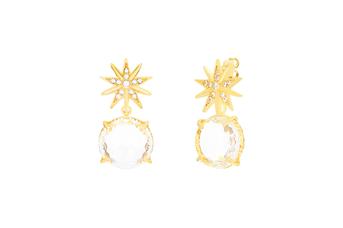 Jewel: earrings;Material: silver 925;Weight: 8 gr;Stone: crystal & zirconia;Color: yellow;Size: 1.5 + 1.5 cm