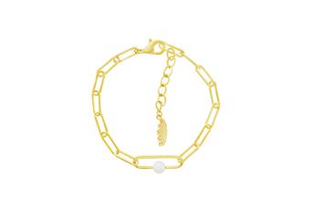 Jewel: bracelet;Material: 925 silver;Weight: 3.6 gr;Stone: pearl;Color: yellow;Size: 16,5 cm + 3 cm