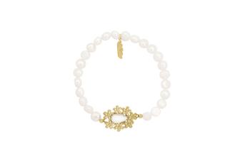 Jewel: bracelet;Material: 925 silver;Weight: 10 gr;Stone: crystal & pearls;Color: yellow;Internal width: 8 cm
