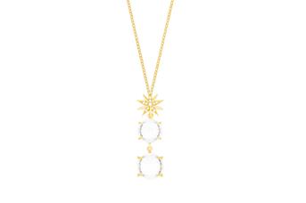 Jewel: necklace;Material: silver 925;Weight: 5.5 gr;Stone: crystal & zirconia;Color: yellow;Size: 38 cm + 15 cm;Pendent size: 3.8 cm