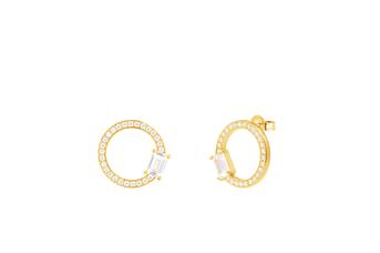 Jewel: earrings;Material: silver 925;Weight: 4.9 gr;Stone: zirconia;Color: yellow;Size: 1.5 cm