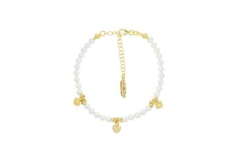 Jewel: bracelet;Material: silver 925;Weight: 10.7 gr;Stone: pearl & zirconia;Color: yellow;Size: 16 cm + 5 cm;Pendent size: 0.5 cm