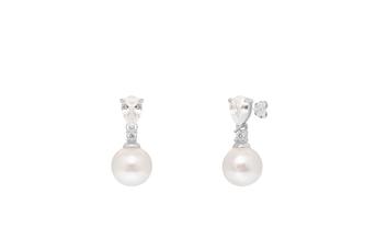 Jewel: earrings;Material: silver 925;Weight: 2.8 gr;Stone: zirconia & pearl;Color: white;Size: 1.5 cm